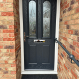 Anthracite grey composite door with decorative glass