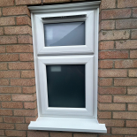 White uPVC window with obscure glass